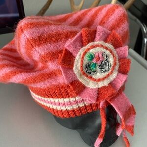 Authentic vintage OILILY Striped Pink and Red Kids Beret